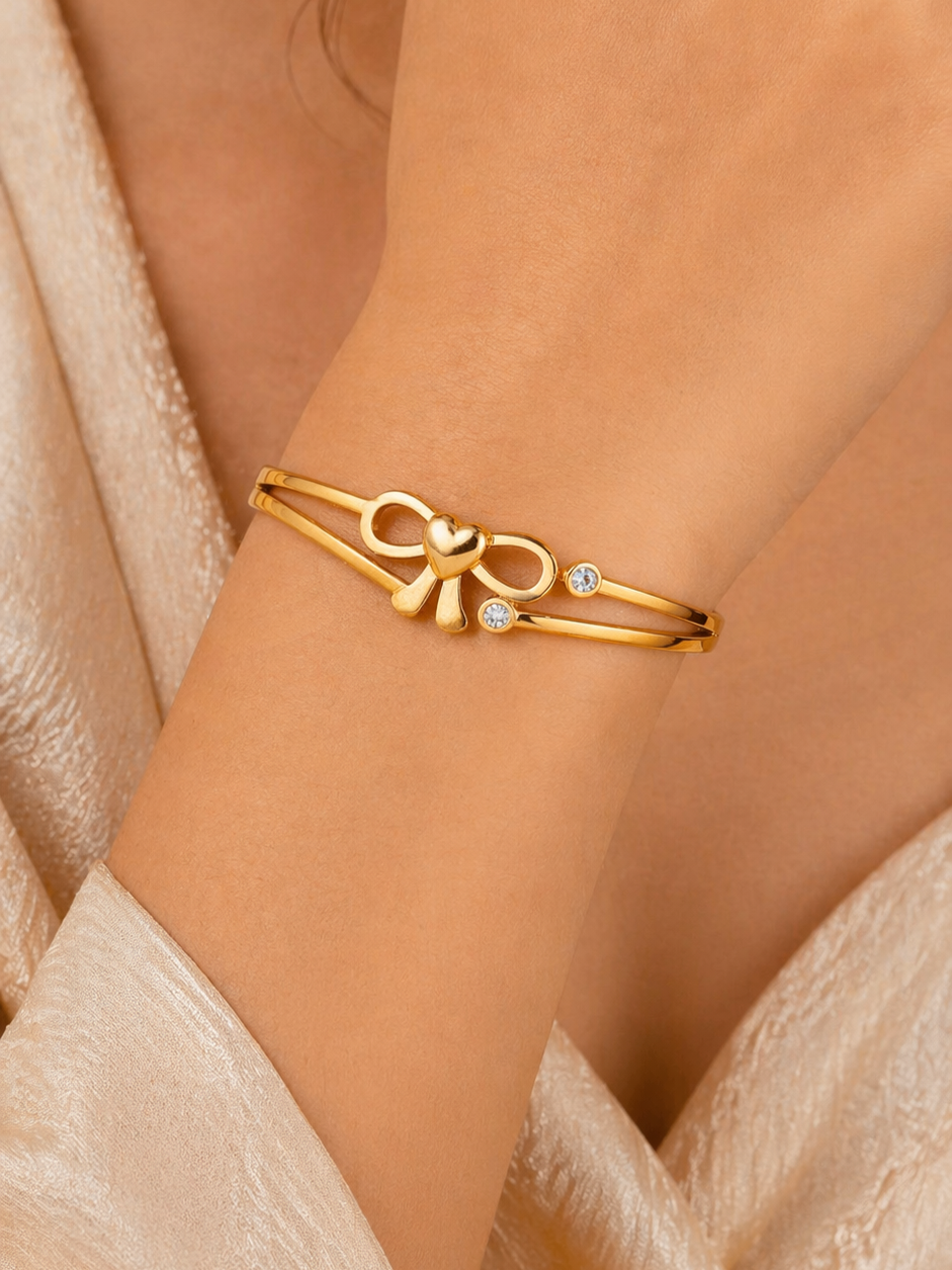 Butterfly Zircon Anti Tarnish Golden Bracelet